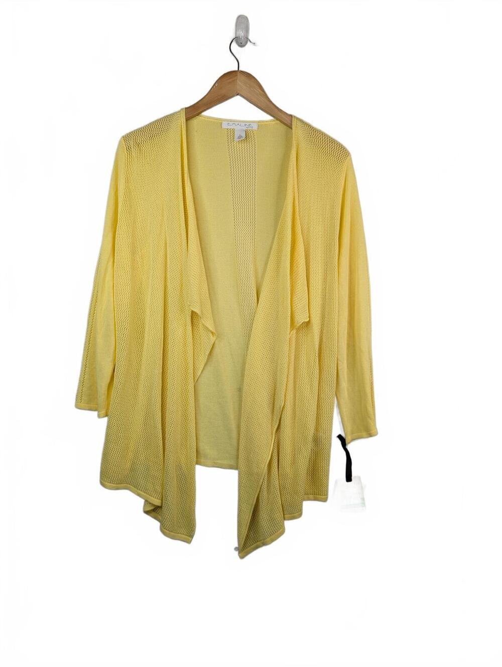 NWT Emaline Sunshine‎ Yellow Drape Open-Knit Cardigan Petite PL